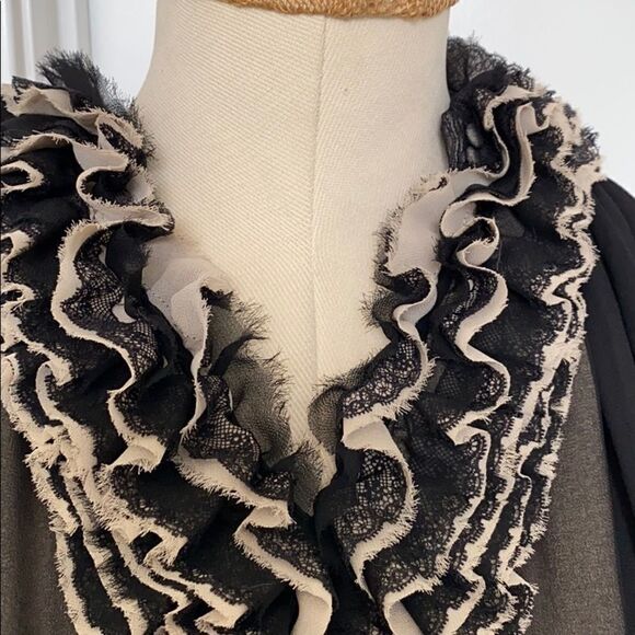 Robert Rodriguez Chiffon Ruffle Halter Lace Blouse - Picture 9 of 14